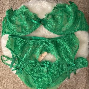 EUC Agent Provacateur Payge set 36DD bra / NWT AP4 garter belt / AP5 Panty